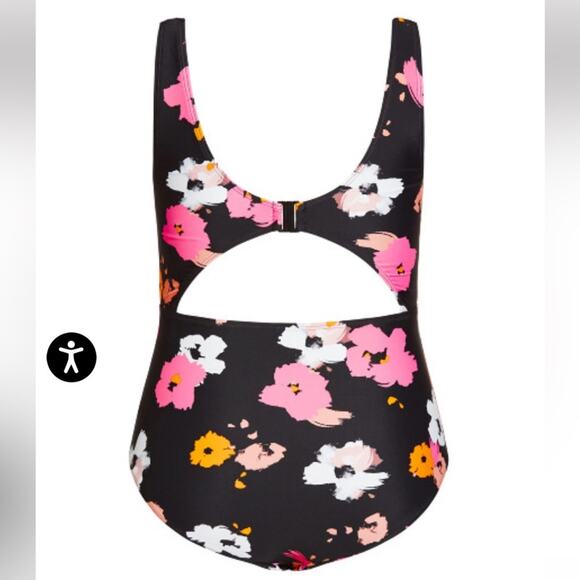 NWT City Chic Izzy black floral Print 1 Piece middle cut out monokini Swimsuit - Picture 4 of 16